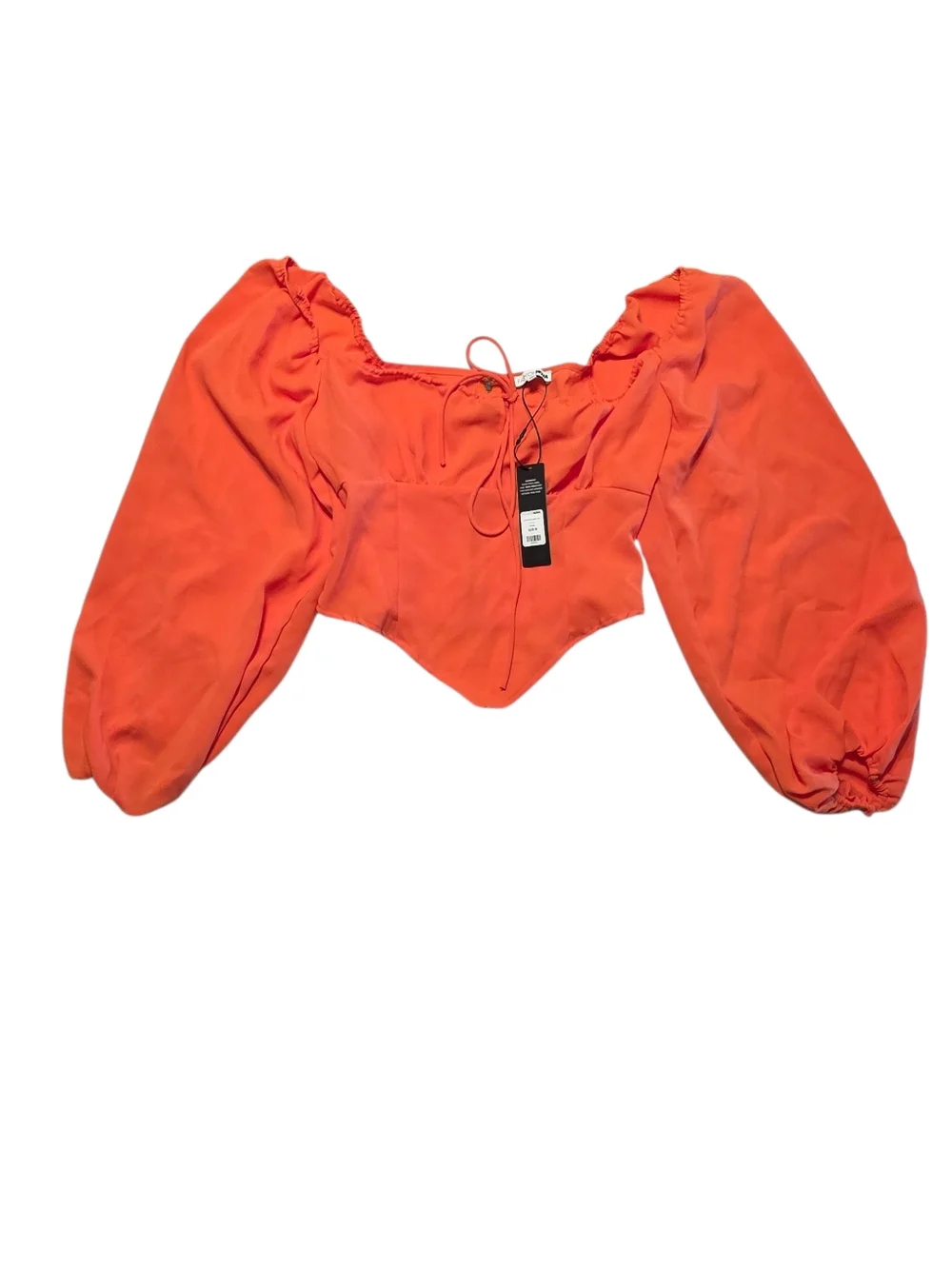 Fashion Nova Myrtie Peasant Top Bodycon Corset Shirt Bright Orange Size Medium